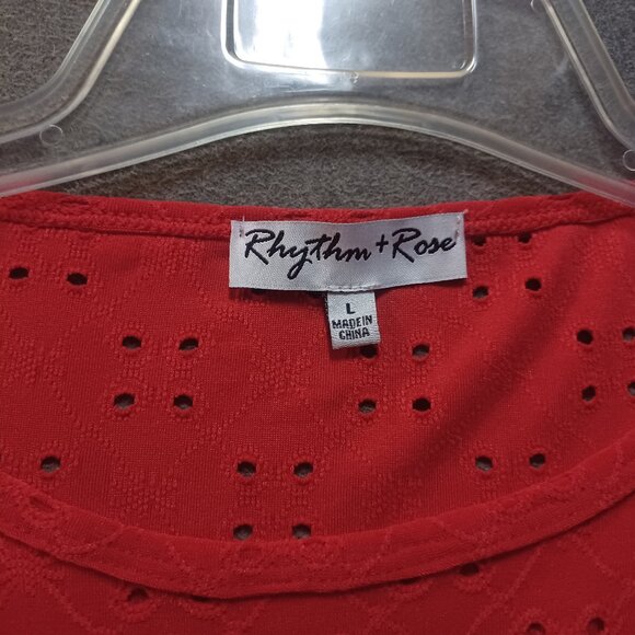 Rhythm + Rose Women's Eyelet Short Sleeve Short Dress L Orange - Picture 6 of 6